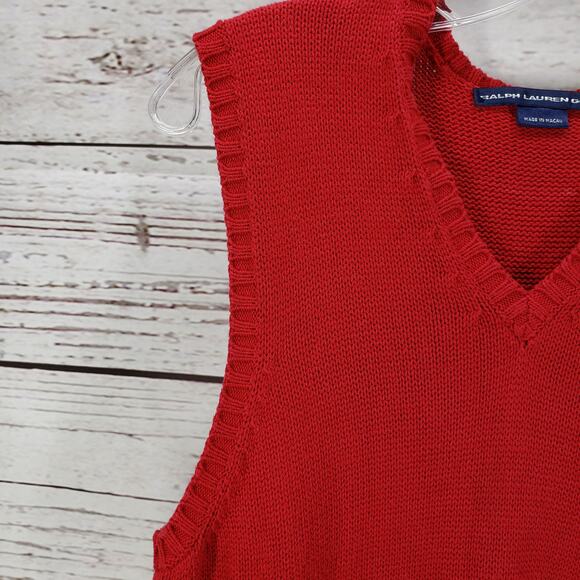 Ralph Lauren Red Knit 100%Cotton Golf Sweater Vest Size Large - Picture 4 of 12
